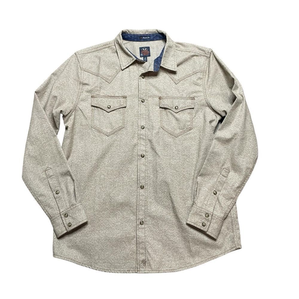 Moonshine Spirit Tan Button Down Western Shirt Size Medium